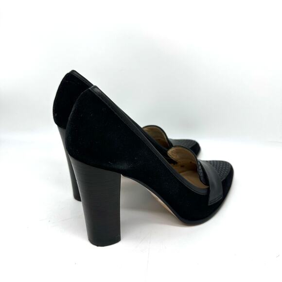 Saks Fifth Avenue Aileen Black Suede And Leather Pointed Toe Heels Womens Size 7 - Picture 6 of 13